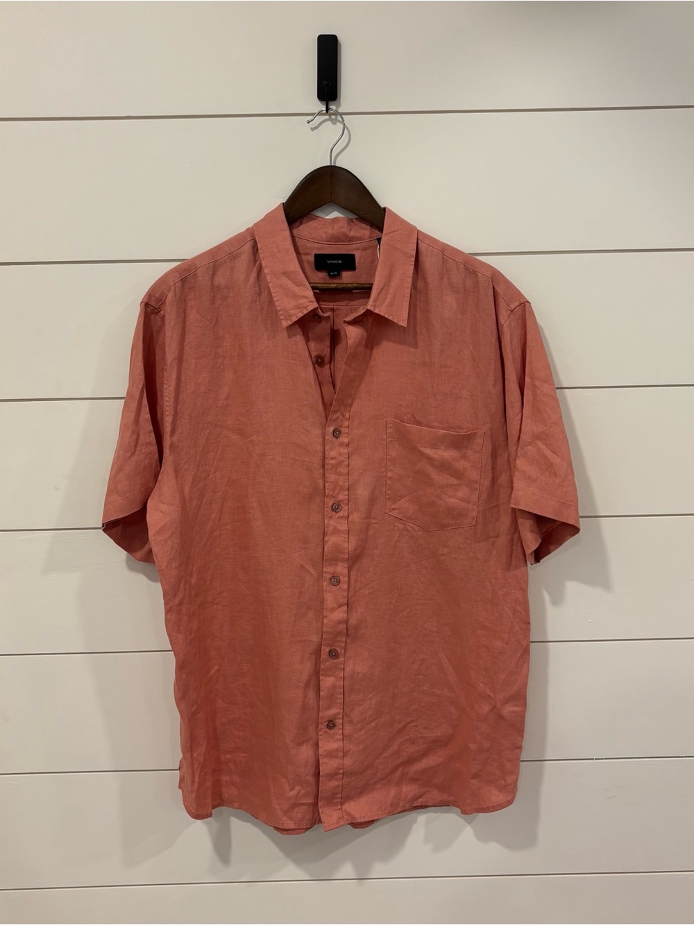 Vince Men's 100% Linen Short Sleeve Button Up Classic Fit Shirt Dusk NWT Sz XL